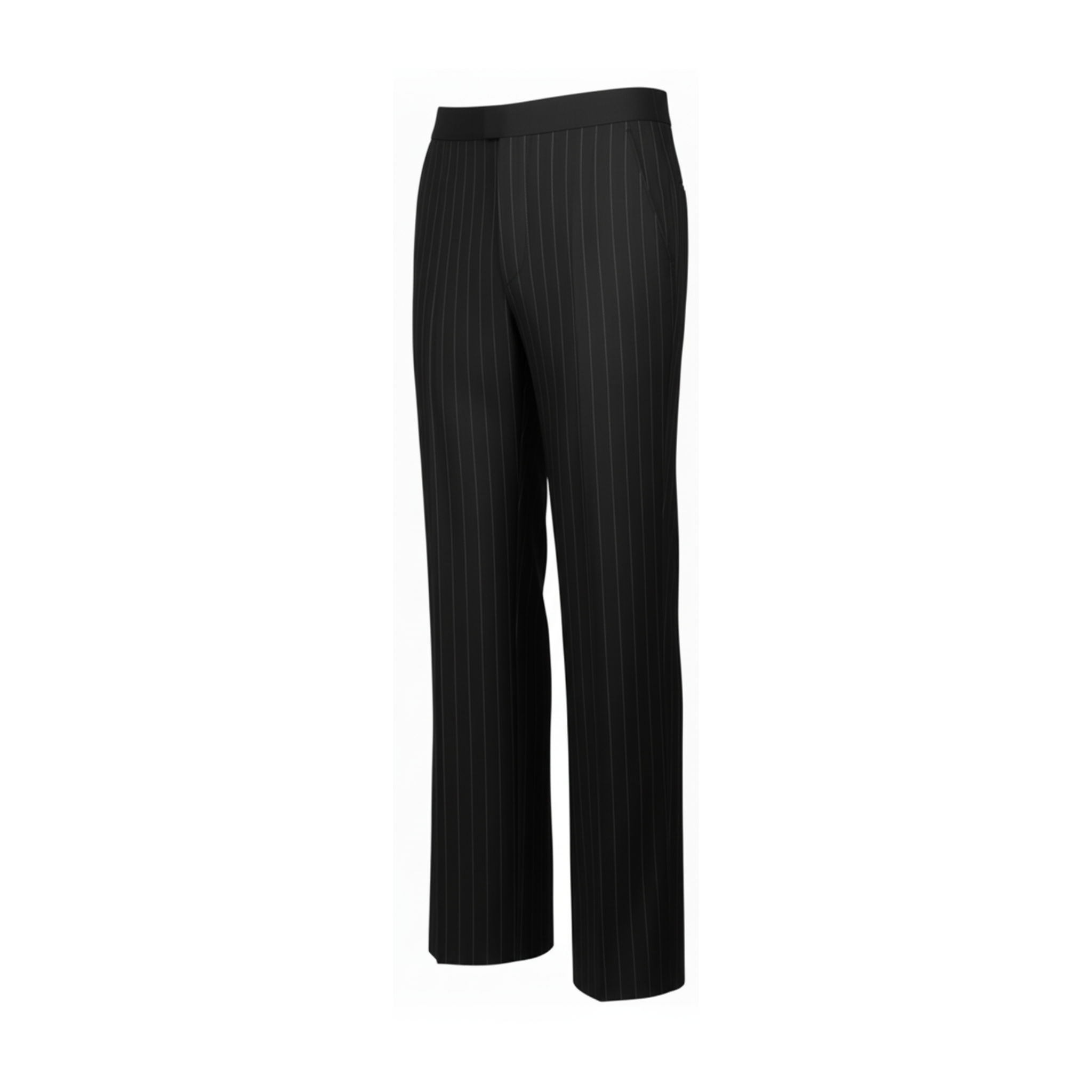 Tailory black pinstripe wide-leg trousers side view