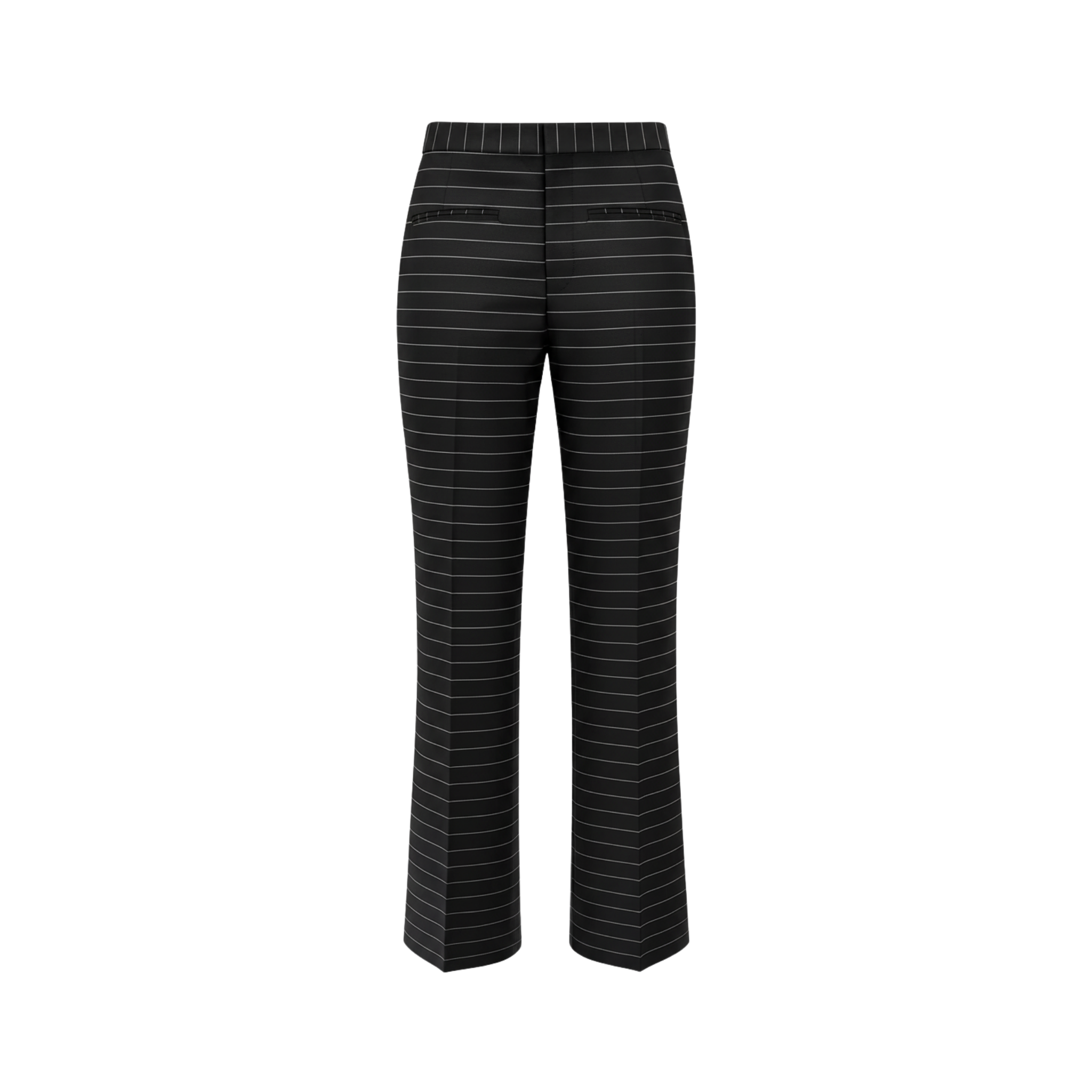 Tailory black pinstriped cropped trousers back view