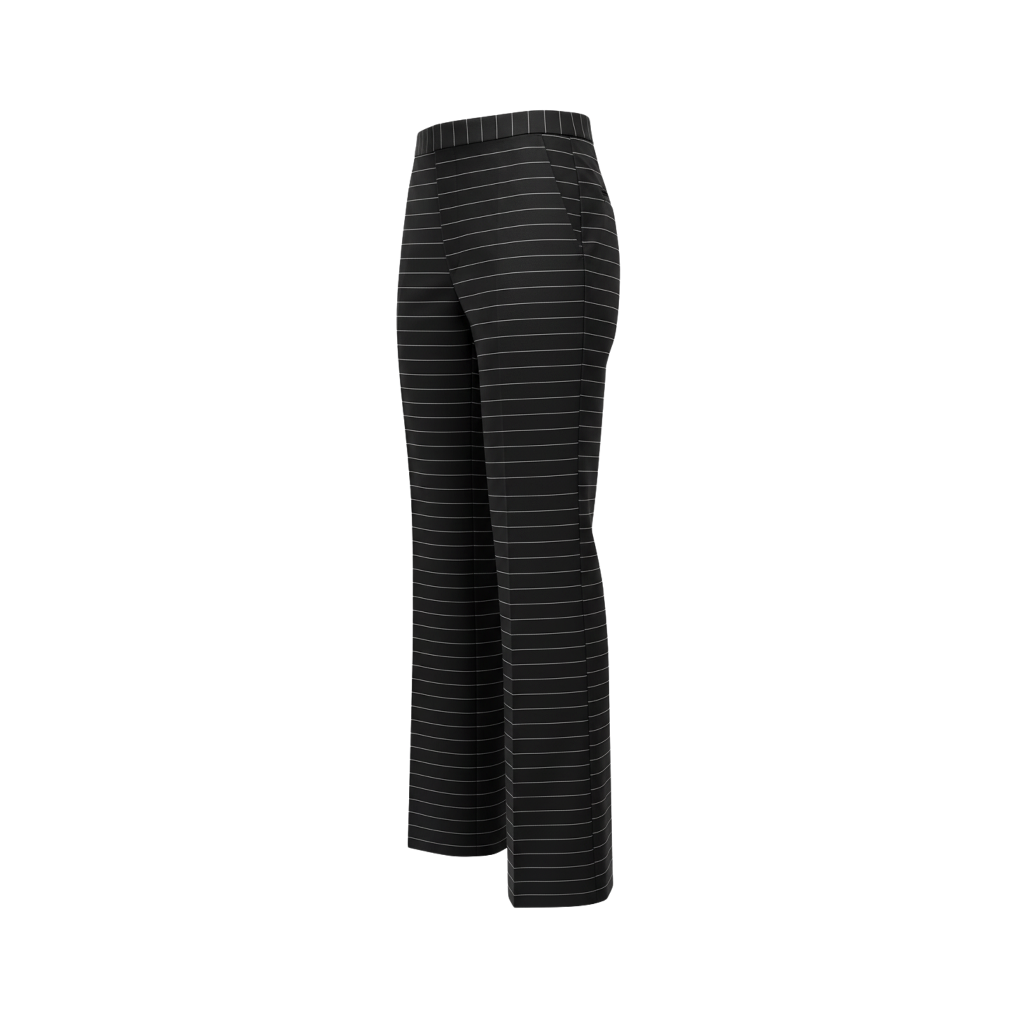 Tailory black pinstriped straight leg trousers side view