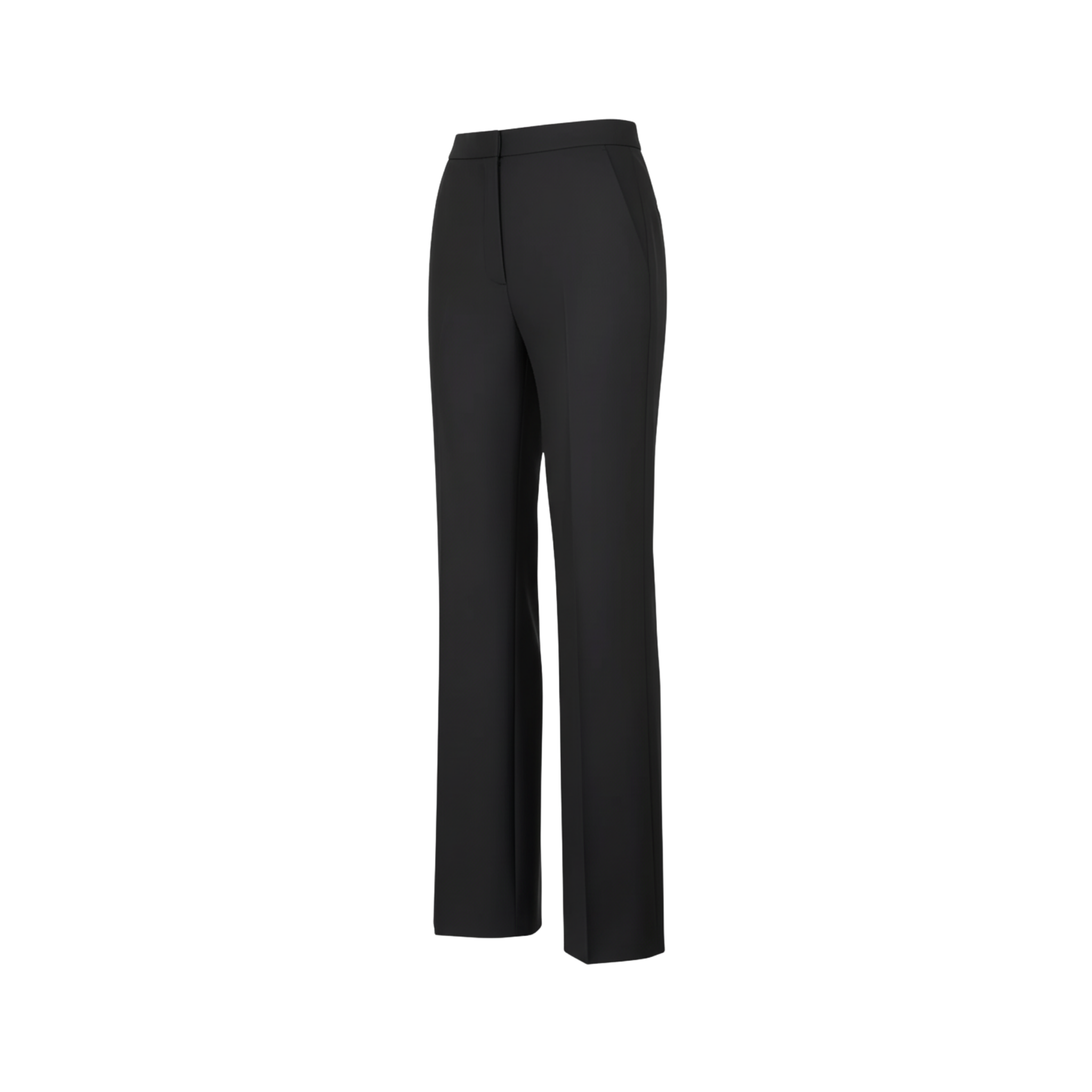 Tailory black straight leg trousers with side zip closure side view