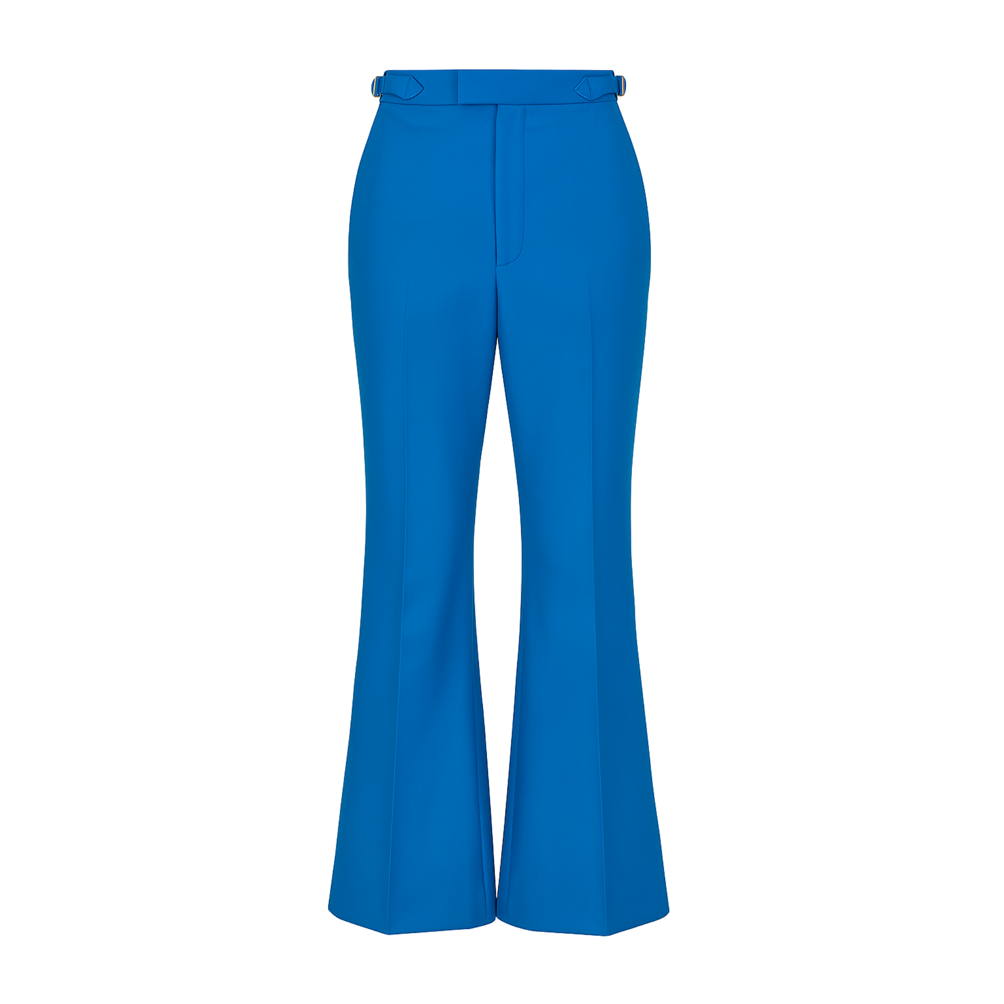 Tailory bright blue flared trousers front view
