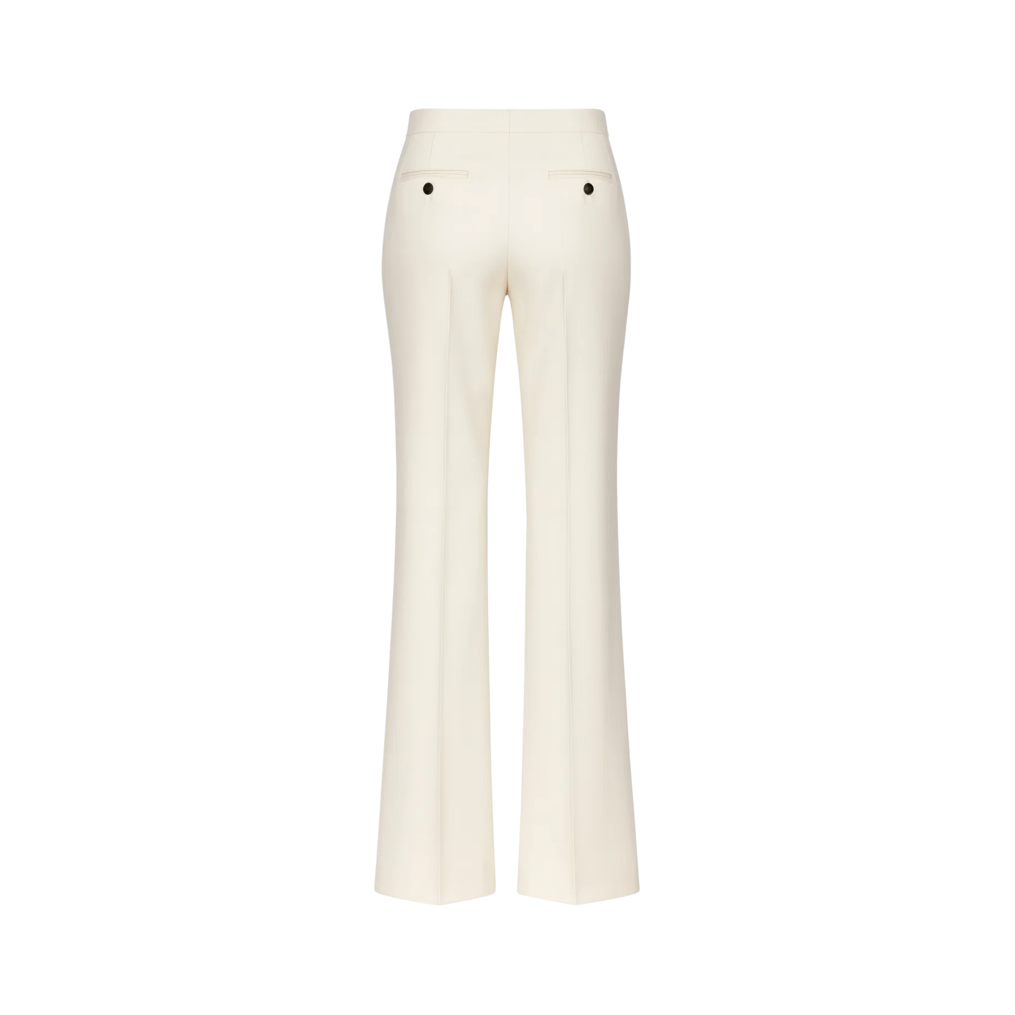 Tailory ivory high-rise flare trousers contrast stripe back view