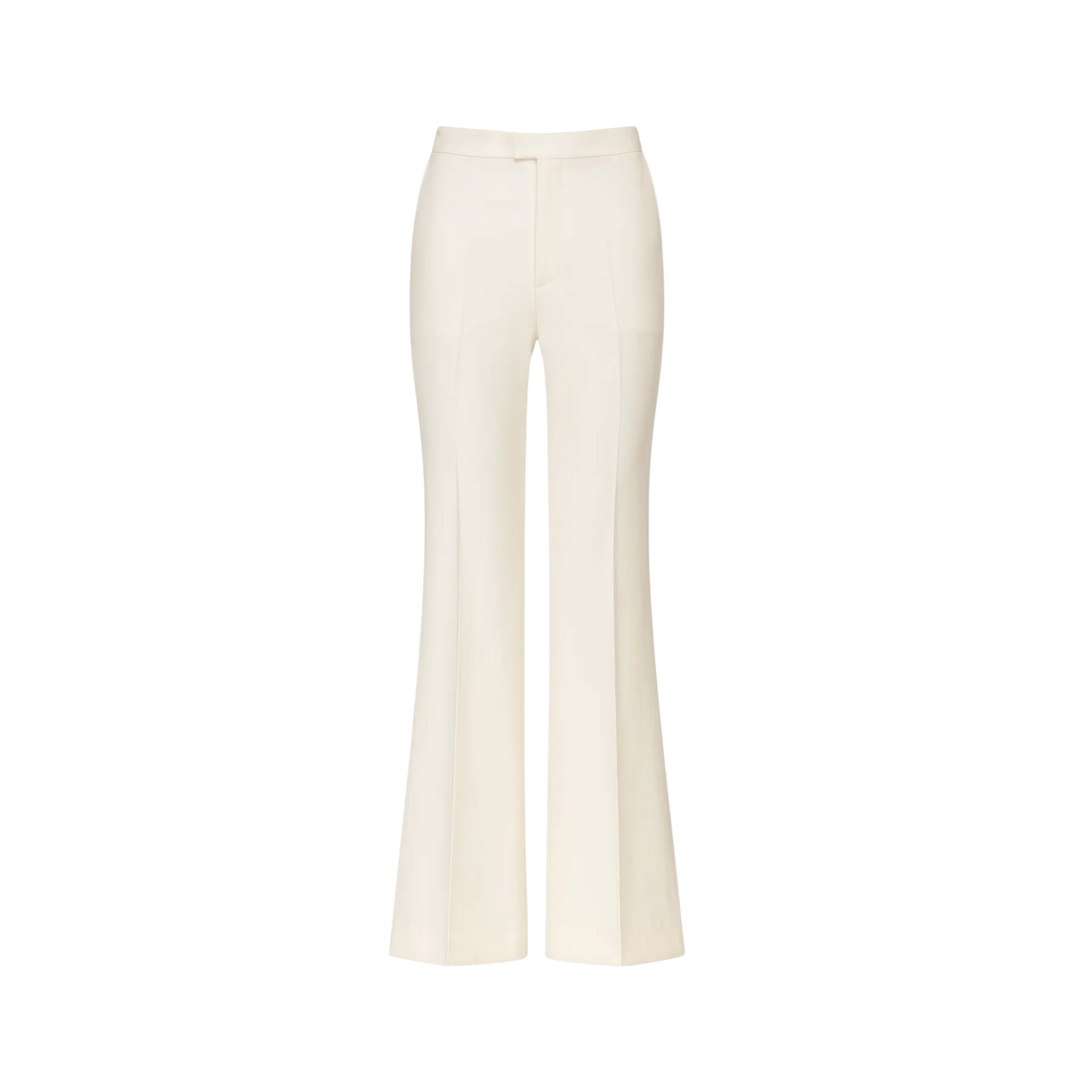 Tailory ivory high-rise flare trousers with contrast stripe front view