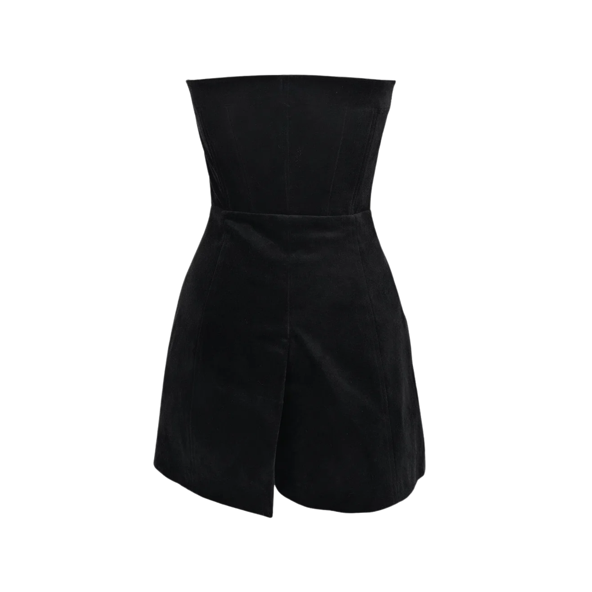 Tailory black velvet underbust structured corset top back view