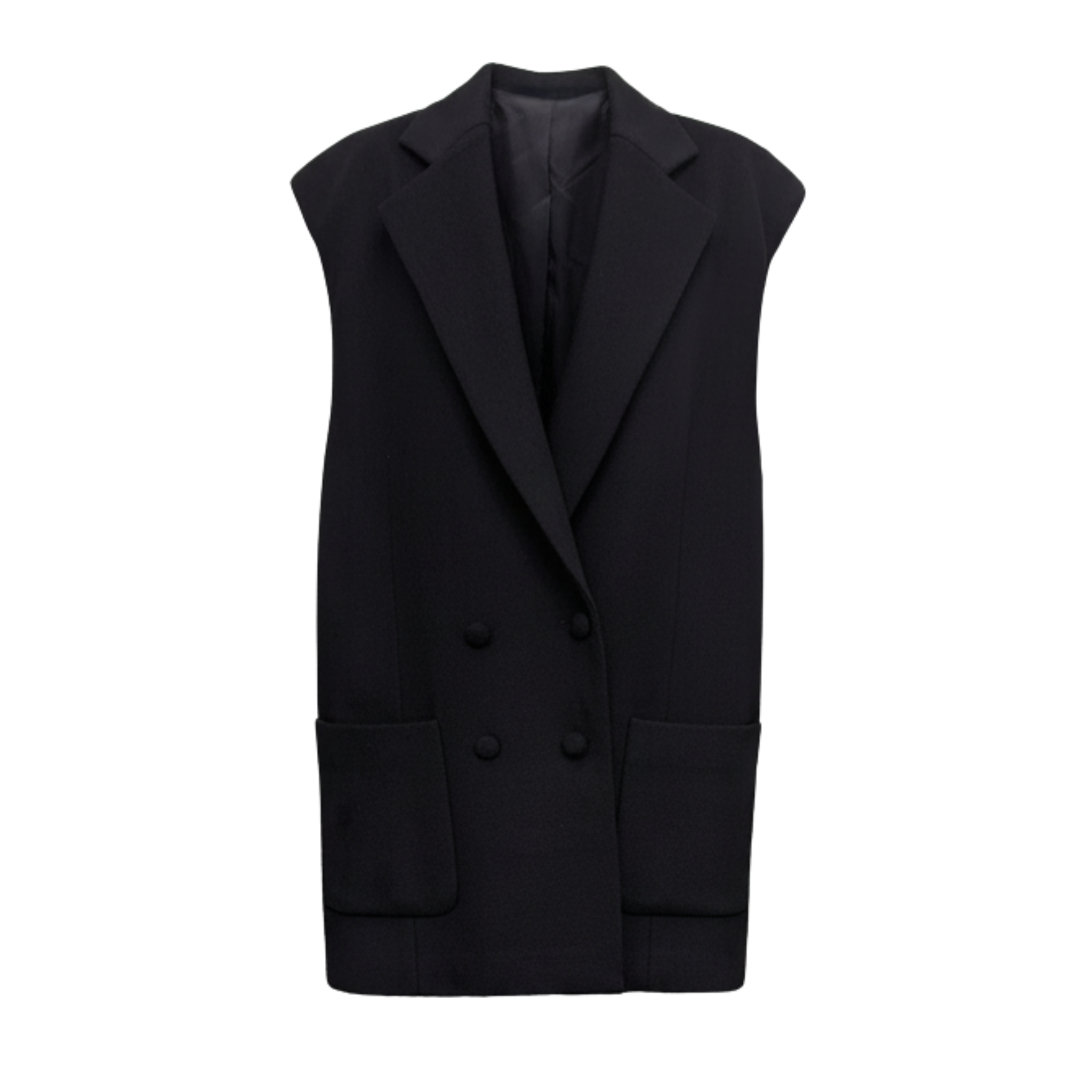 Tailory black sleeveless double-breasted blazer vest front view