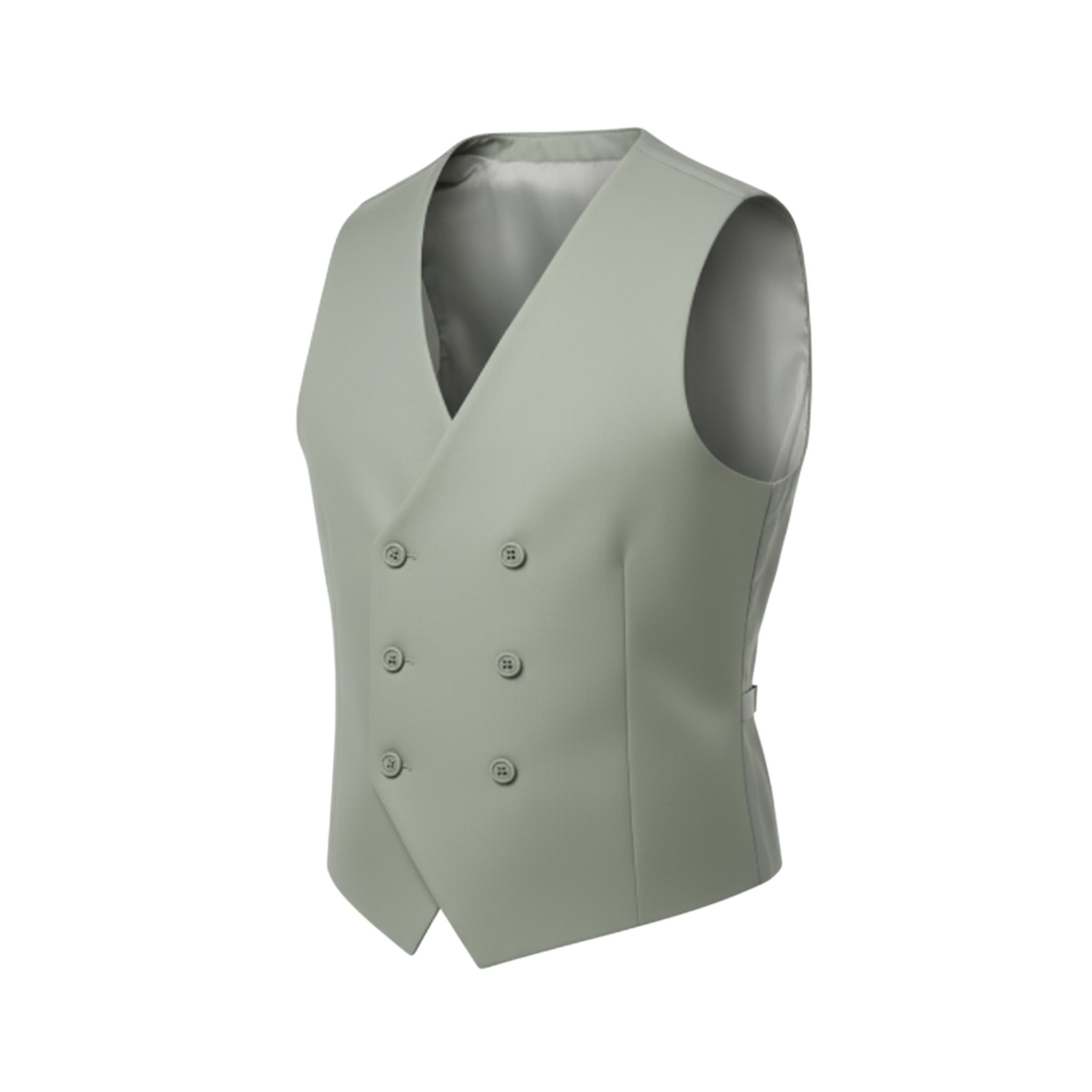 Tailory Sage double-breasted vest side view