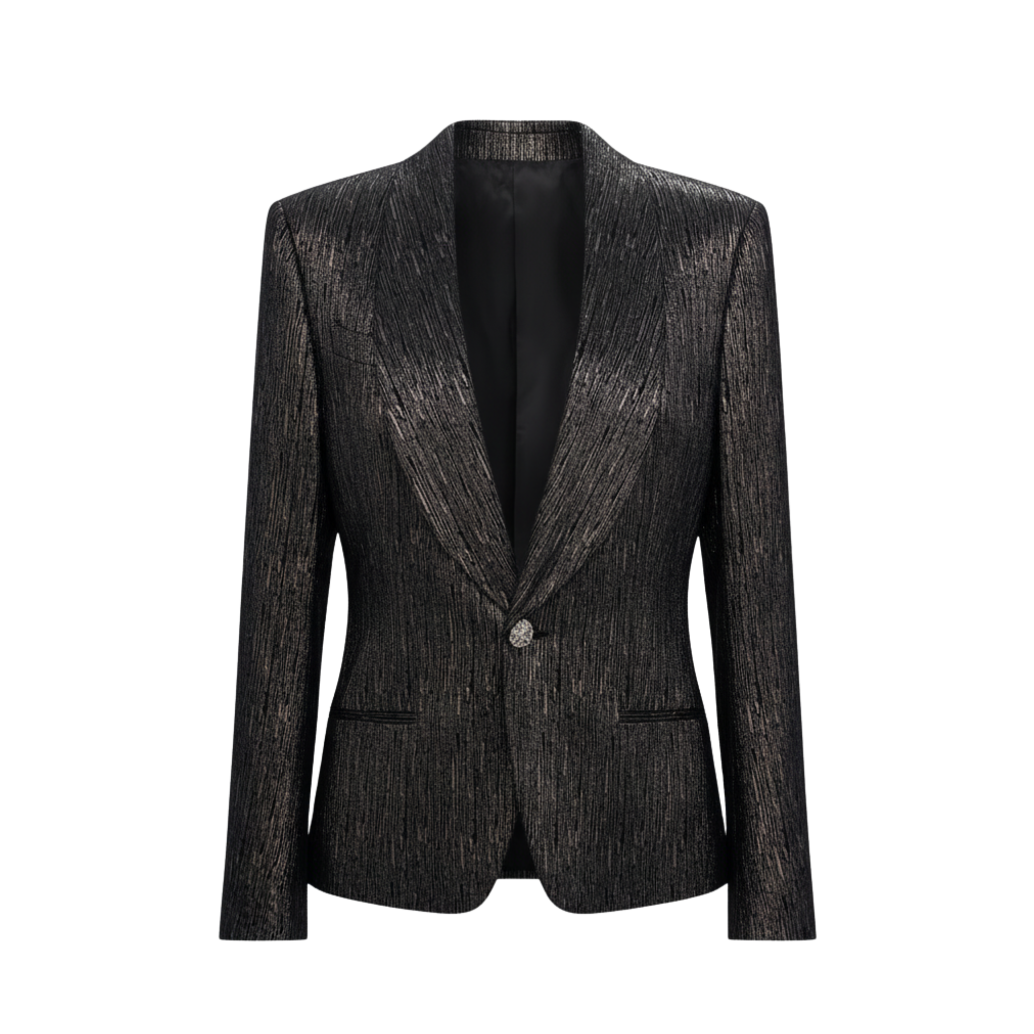 Textured Metallic Single-Button Blazer