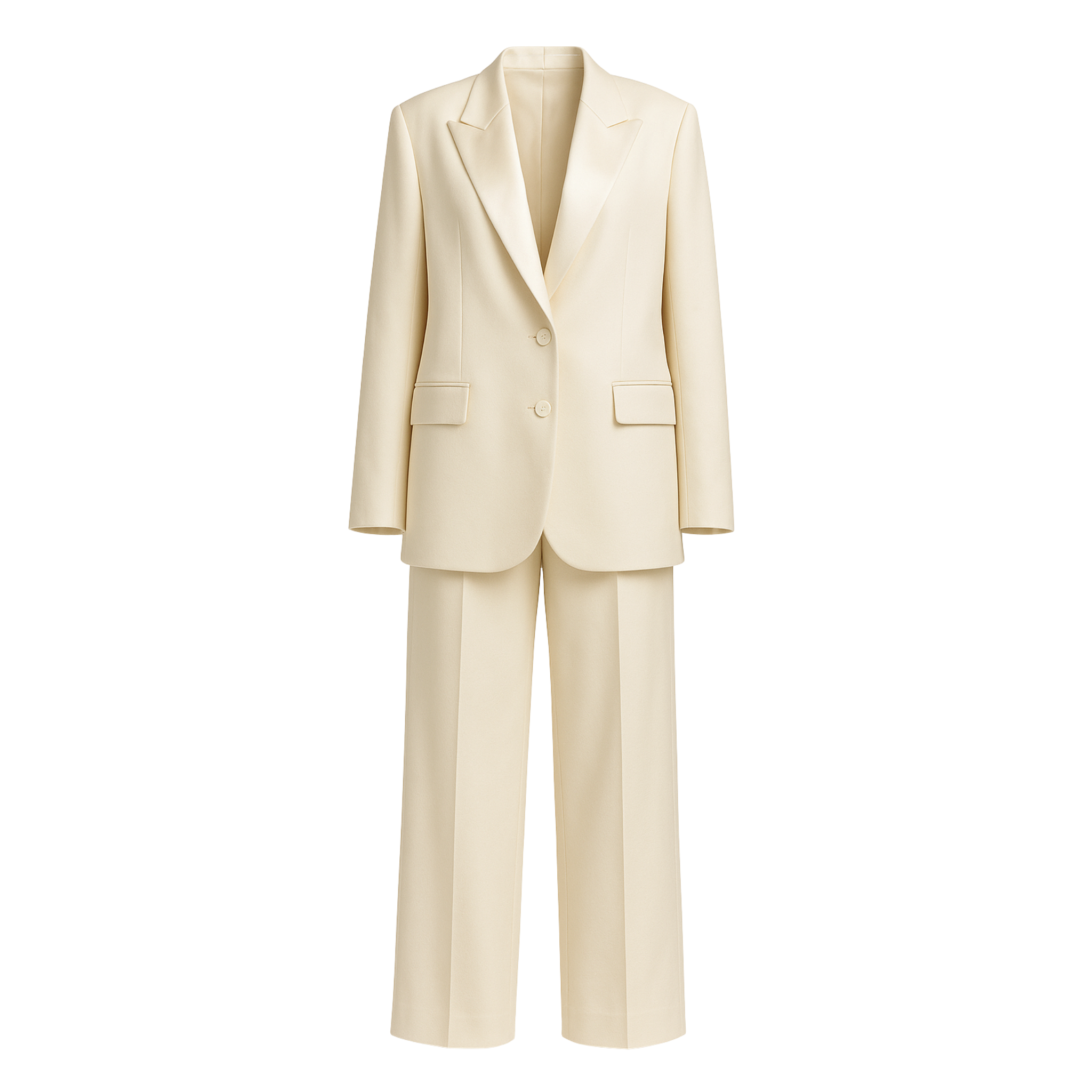 Women's Cream Oversized Wedding Satin Suit