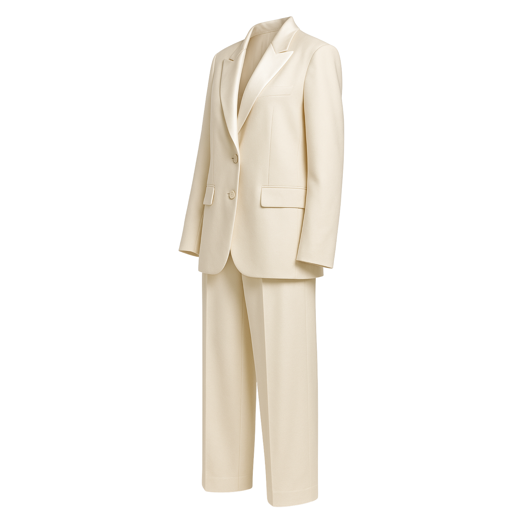 Women's Cream Oversized Wedding Satin Suit