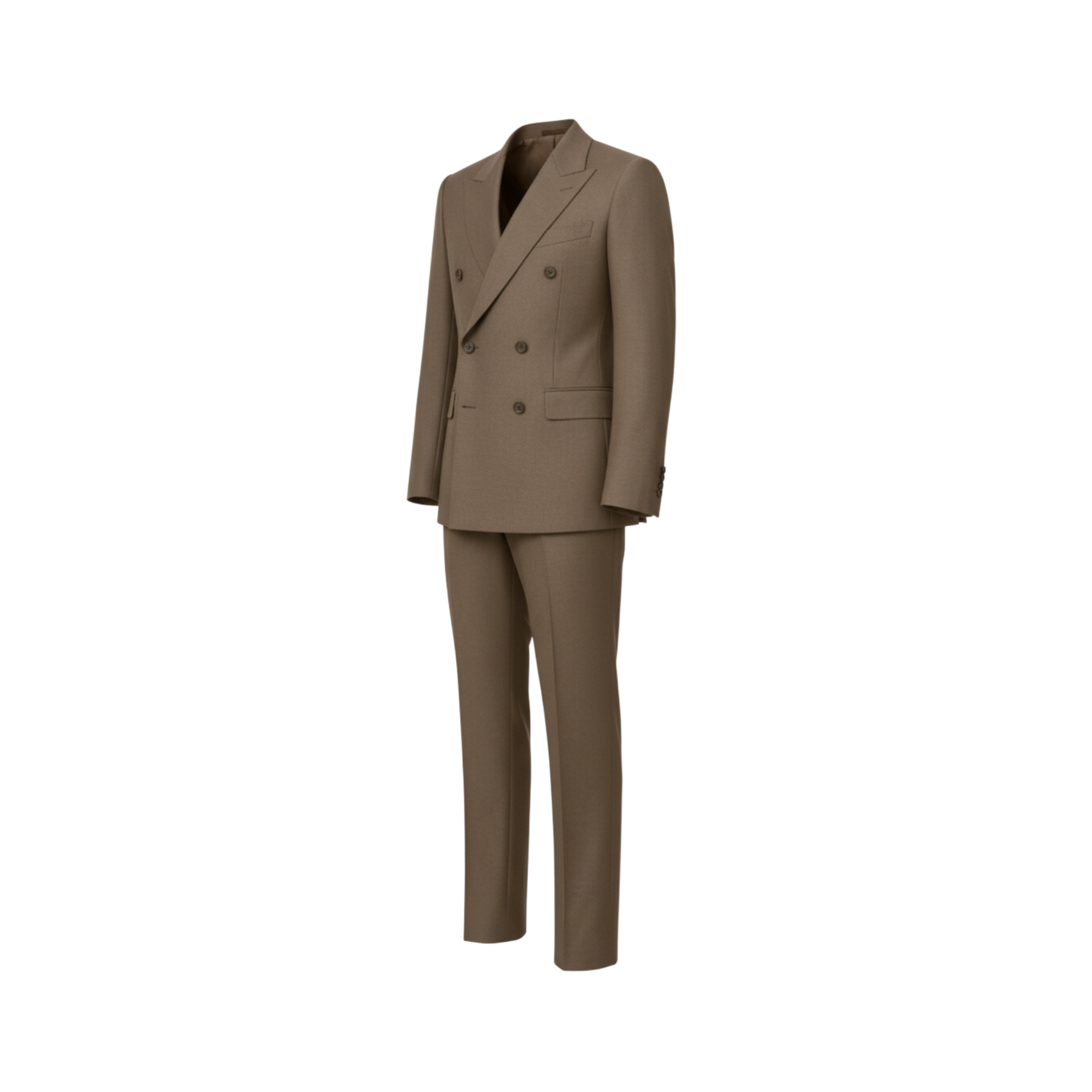 Men's Everyday Fitted Double Breasted Wool Suit in Taupe