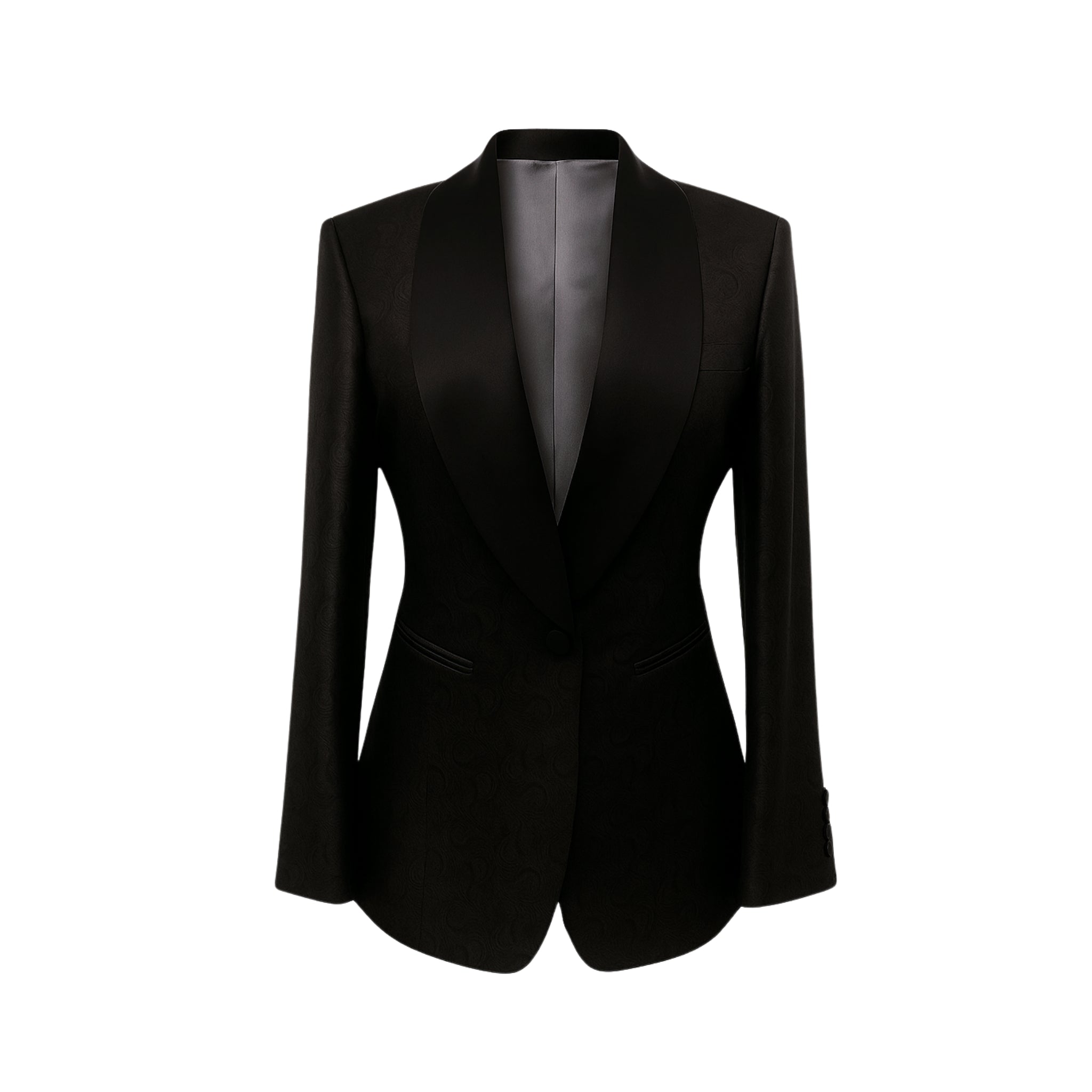 Black Jacquard Tuxedo Jacket Formal Evening Blazer