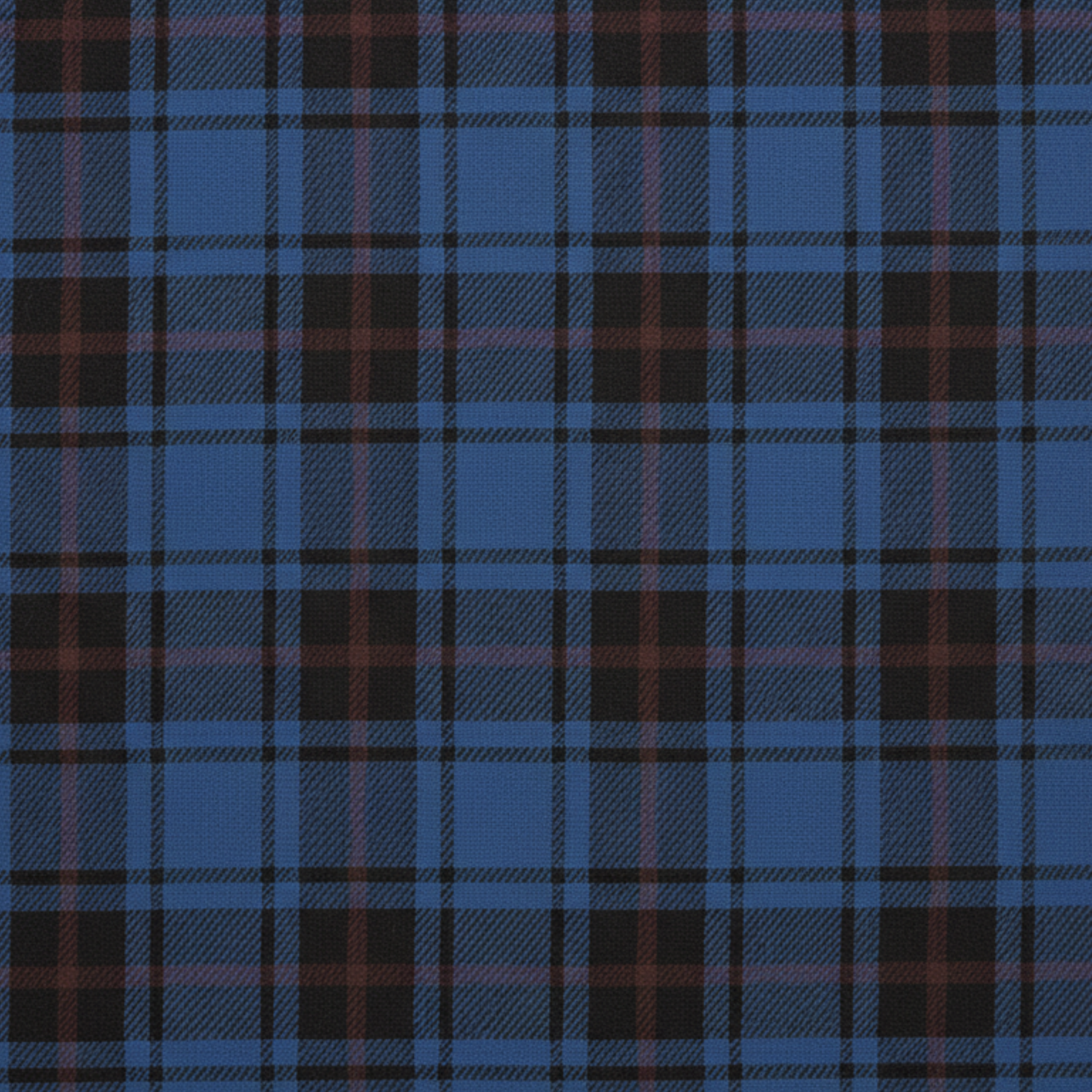 Tailory blue brown tartan wool suiting fabric swatch