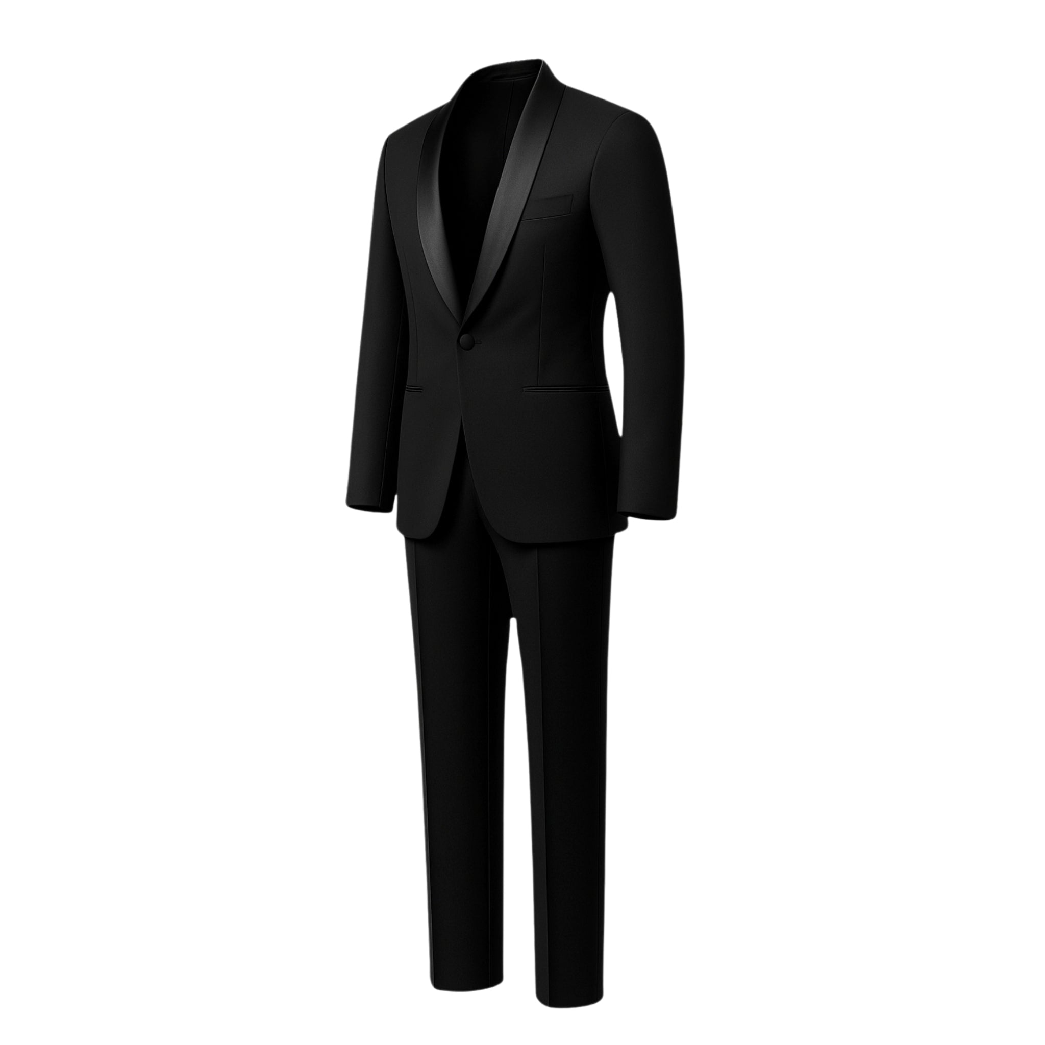 Classic Men's Shawl Lapel Wool Tuxedo in Jet Black