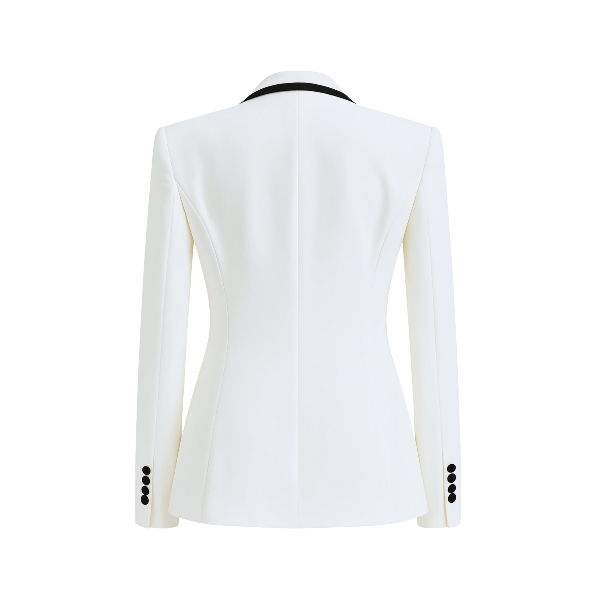 White Tuxedo Blazer Black Contrast Piping Formal